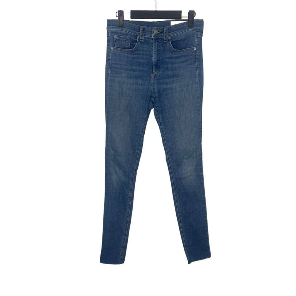 Rag & Bone High Rise Skinny Jeans Alibi Blue Raw Hem W1532K122ALI Size 27